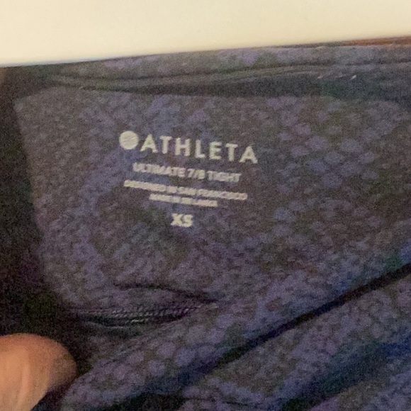 Athleta Black Blue Ultimate 7/8 Tights XS Pockets Athletic - Picture 2 of 7